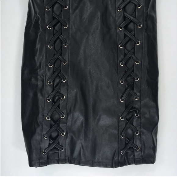 Black Faux Leather Mini Dress - Picture 4 of 4